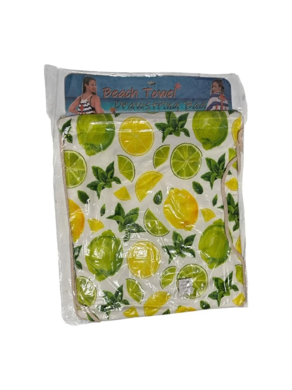 🍋 Citrus Beach Towel & Drawstring Backpack Set | NWT